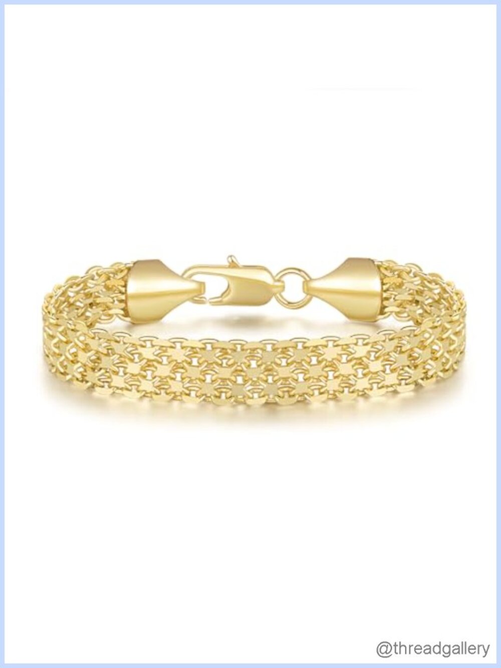 14k Gold Plated Chain Bracelet Women Link Mesh Stackable 7.5"